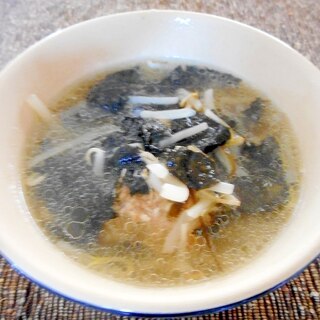 肉団子とモヤシの海苔スープ